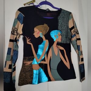 Custo Barcelona long sleeved graphic top size 2